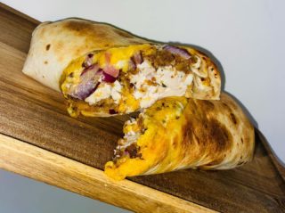 Garlic Mayo chicken, red onion, stuffing and cheddar cheese toasted wrap is a strong crowd pleaser 🙌